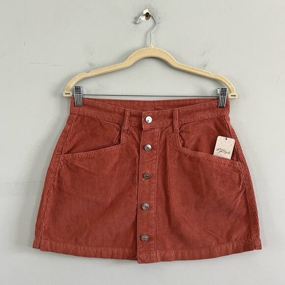 NWT Free People Ray Myrrh Corduroy Button Up Cotton Boho Mini‎ Skirt - Picture 6 of 10